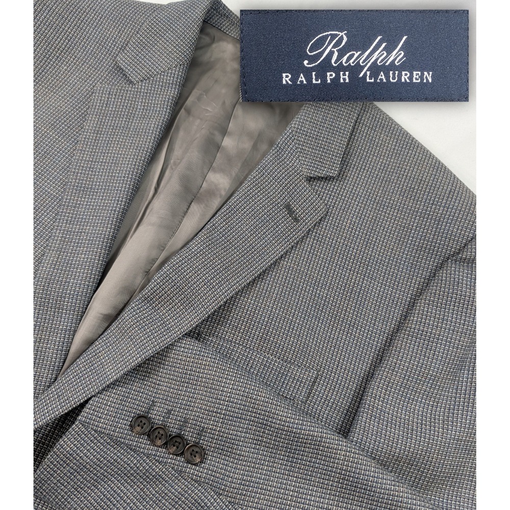 Ralph Lauren Blazer Men Wool Silk Sport Coat Jacket Birdseye Gray 50R 52" Chest